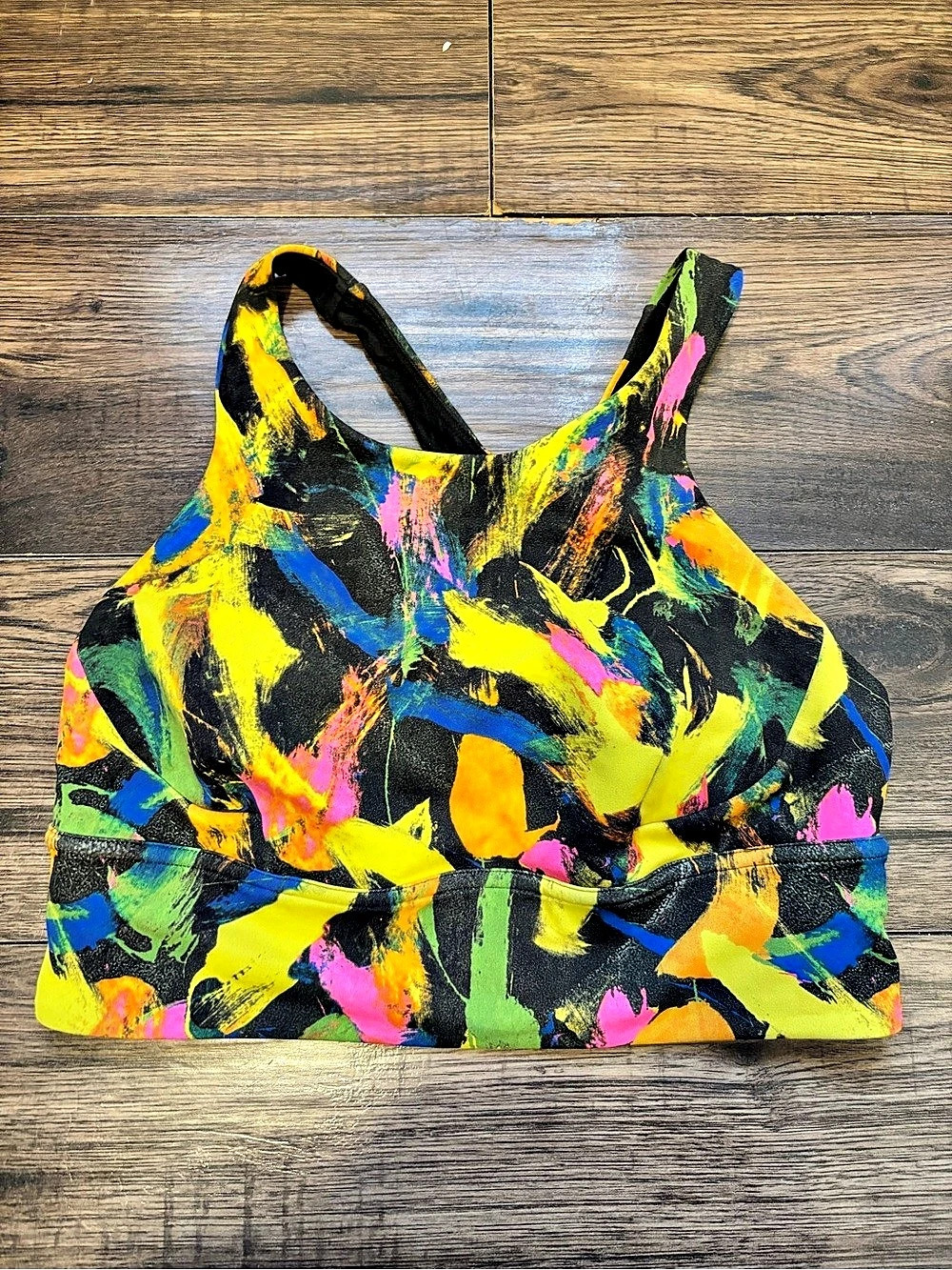 Lululemon Energy Bra High Neck Longline *Abstract Brushstroke Multi